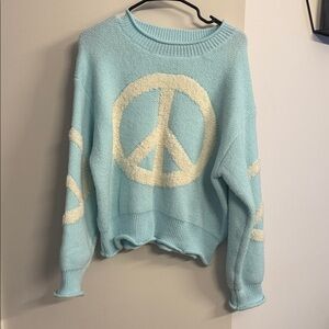 POL Light Blue Peace Sign Sweater